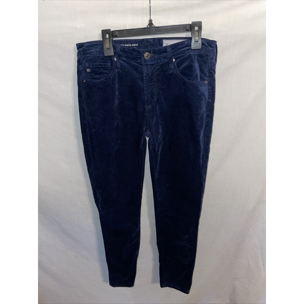 Adriano Goldschmied Women’s Stevie Ankle Velvet Pants Size 28x28 Blue Going Out